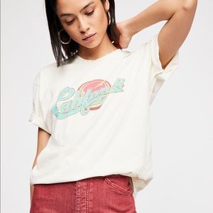 Free People california graphic distressed tee